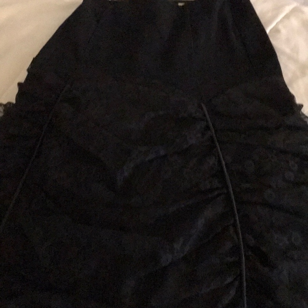Necessary evil women’s sz s long black lace dress/skirt w side zipper